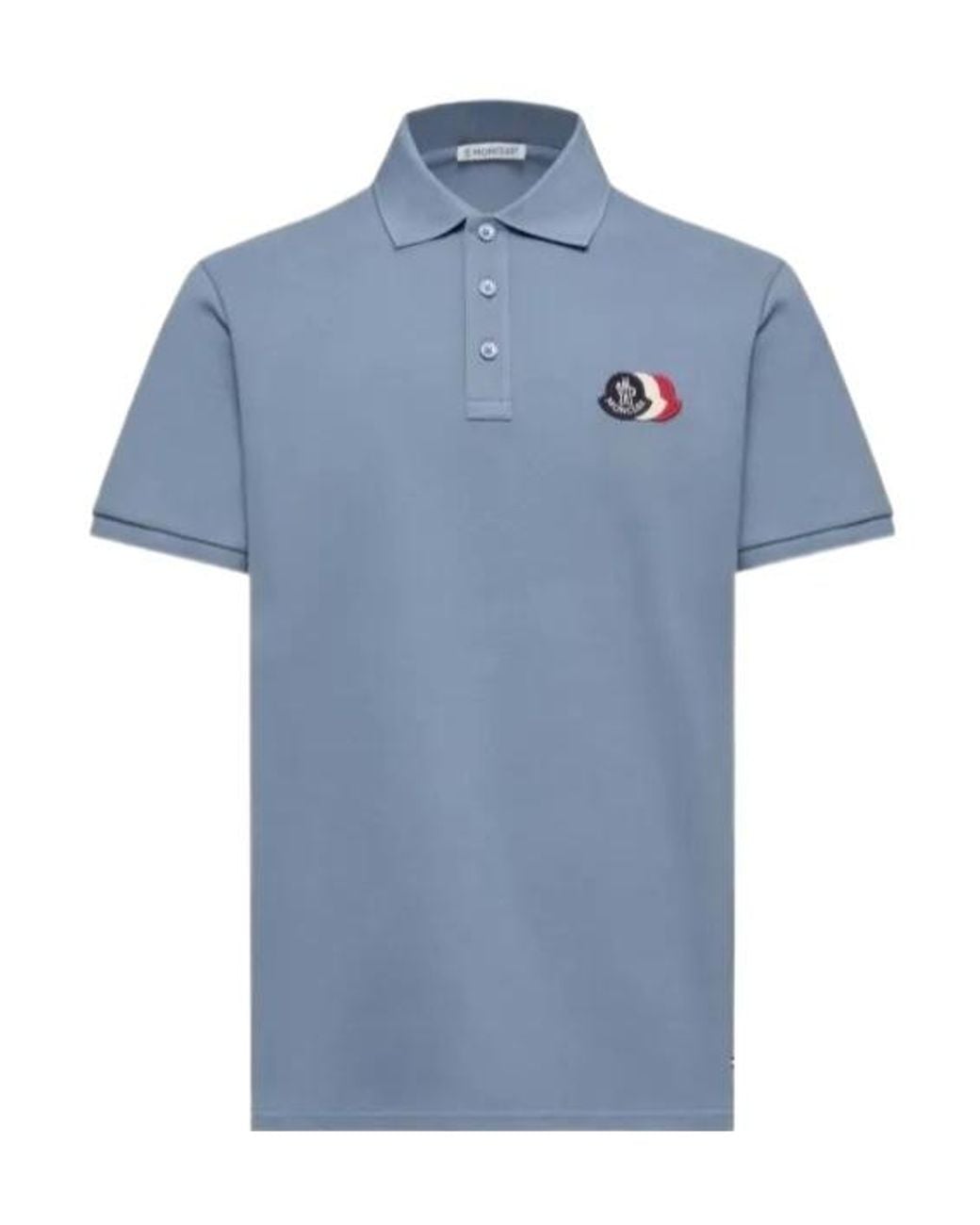 Moncler Blue Patch Polo Shirt for men