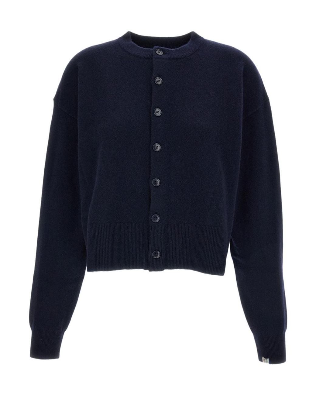 Extreme Cashmere Blue Long-Sleeved Crewneck Cardigan