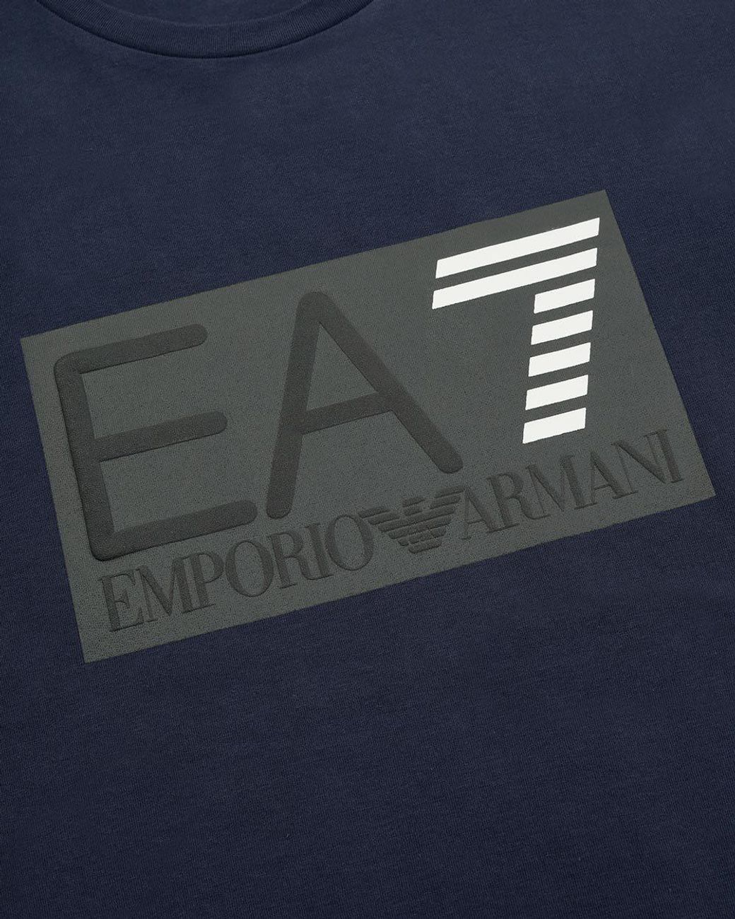 EA7 Blue Logo Printed T-Shirt With Round Neck for men