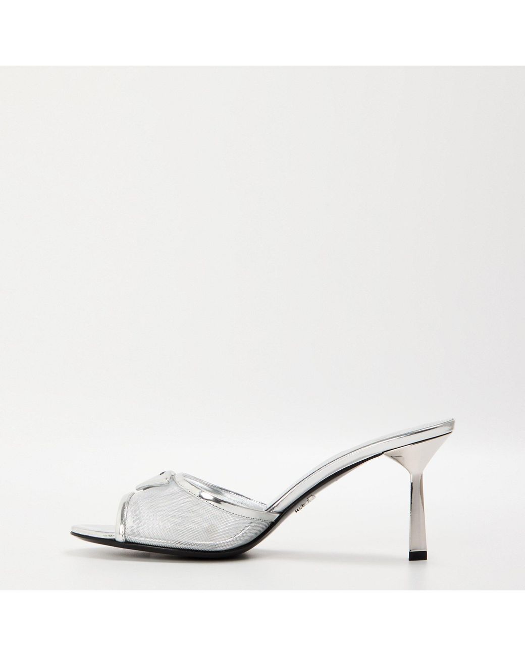 Prada White Mule Heeled Sandals