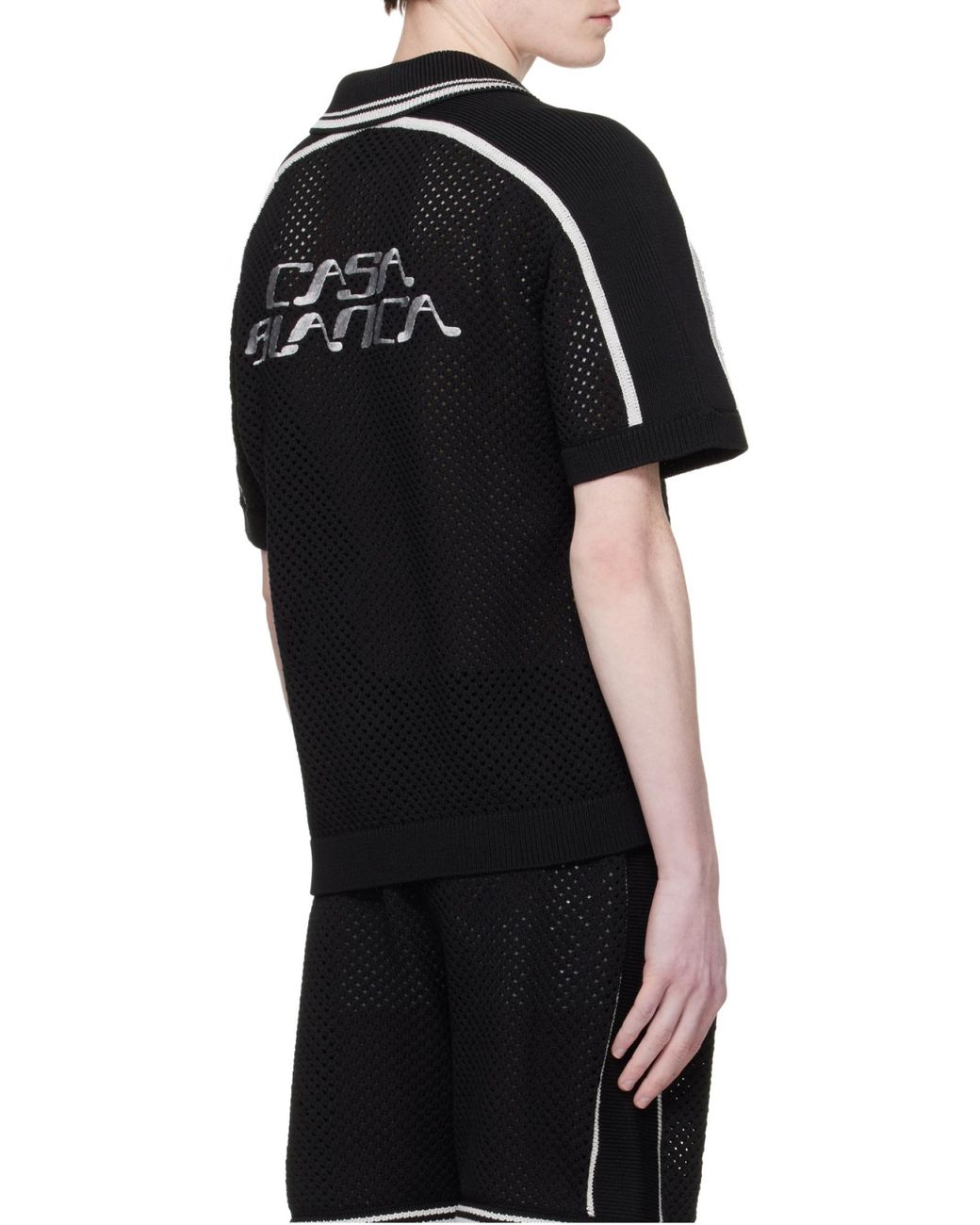 Casablanca Black Mesh Short Sleeved Shirt for men
