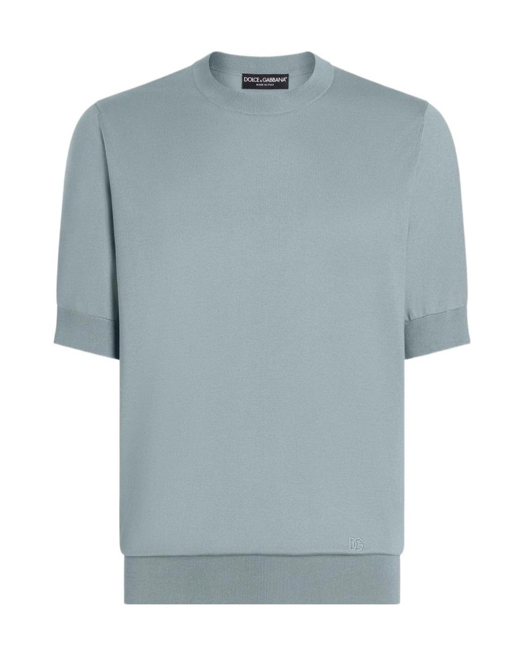 Dolce & Gabbana Blue Logo-Embroidered T-Shirt for men