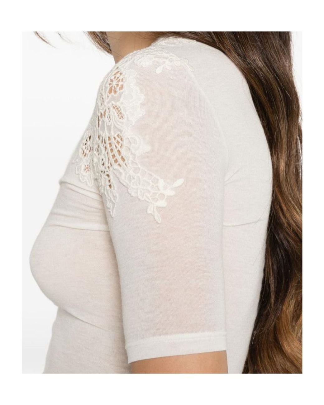 Ermanno Scervino White Long-Sleeved Knit Top