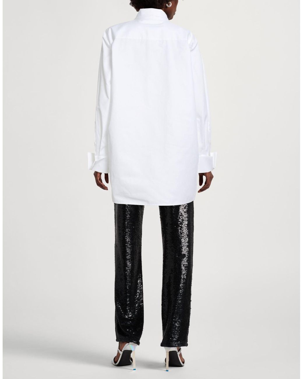 MM6 by Maison Margiela White Minimalist Jacquard Long Shirt