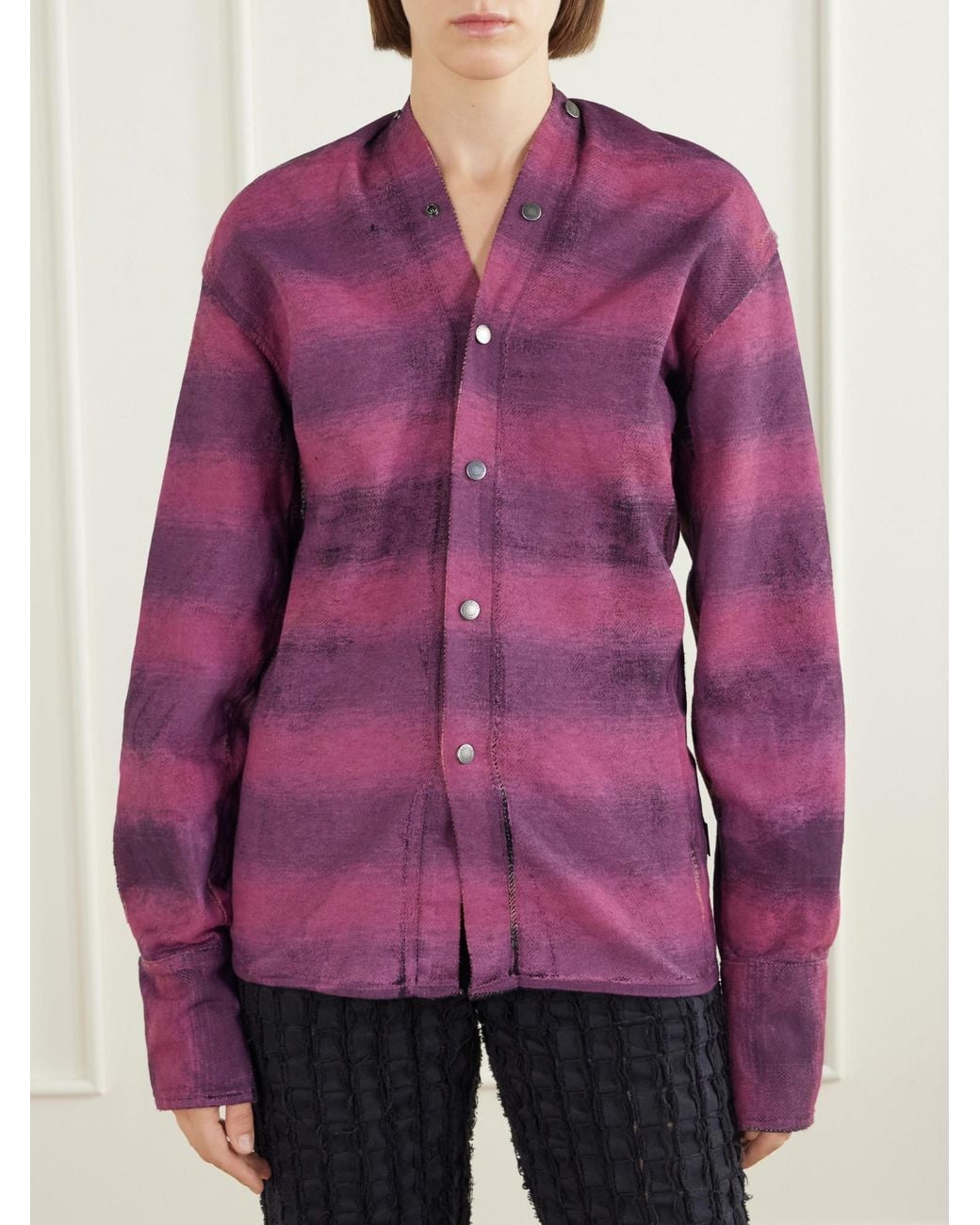 Haikure Purple Checked Cotton Shirt
