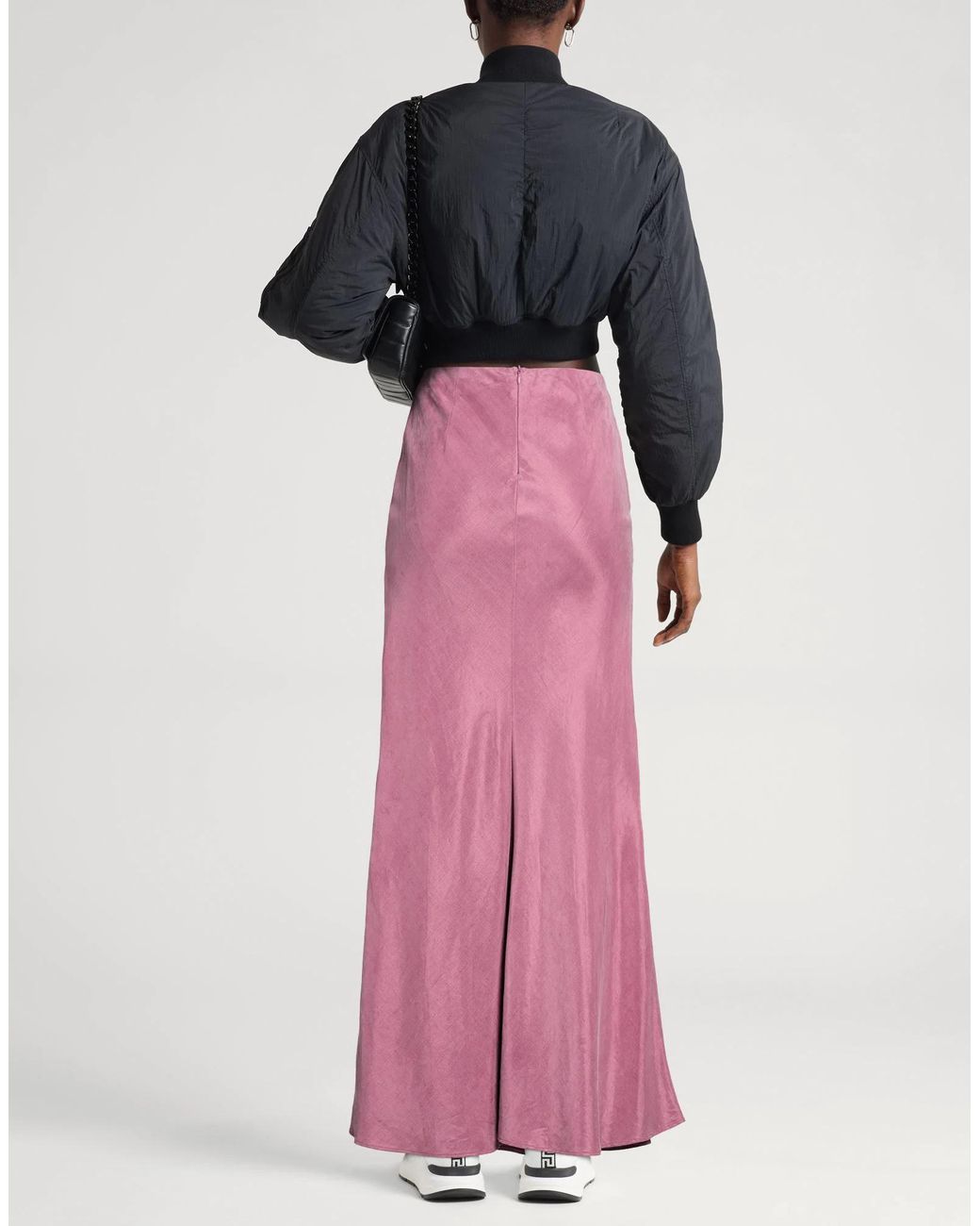 Max Mara Pink Solid-Color Satin Umbrella Skirt