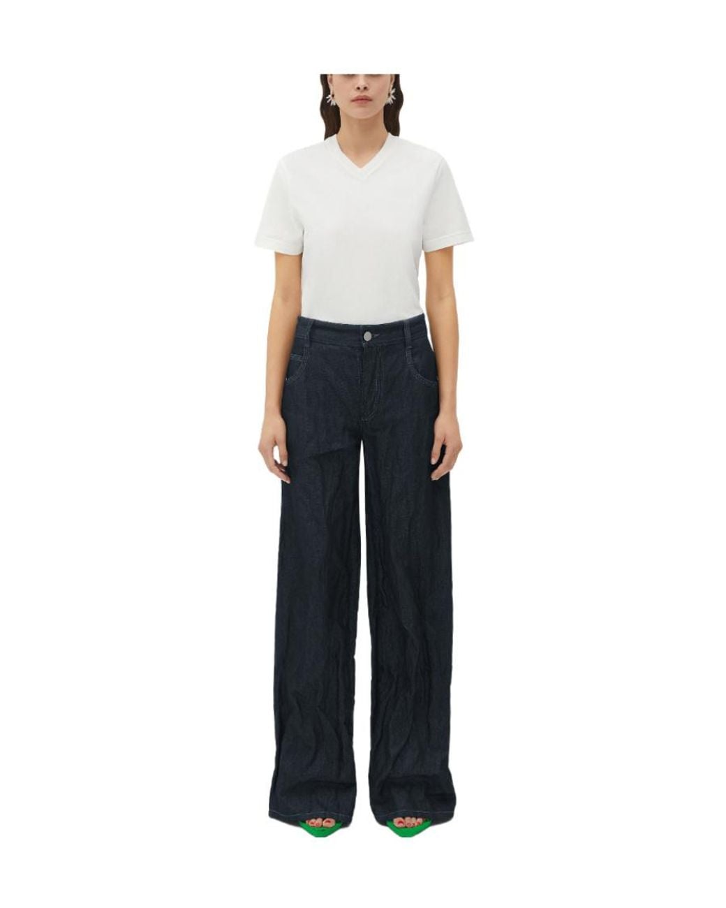 Bottega Veneta White V-Neck Cotton T-Shirt