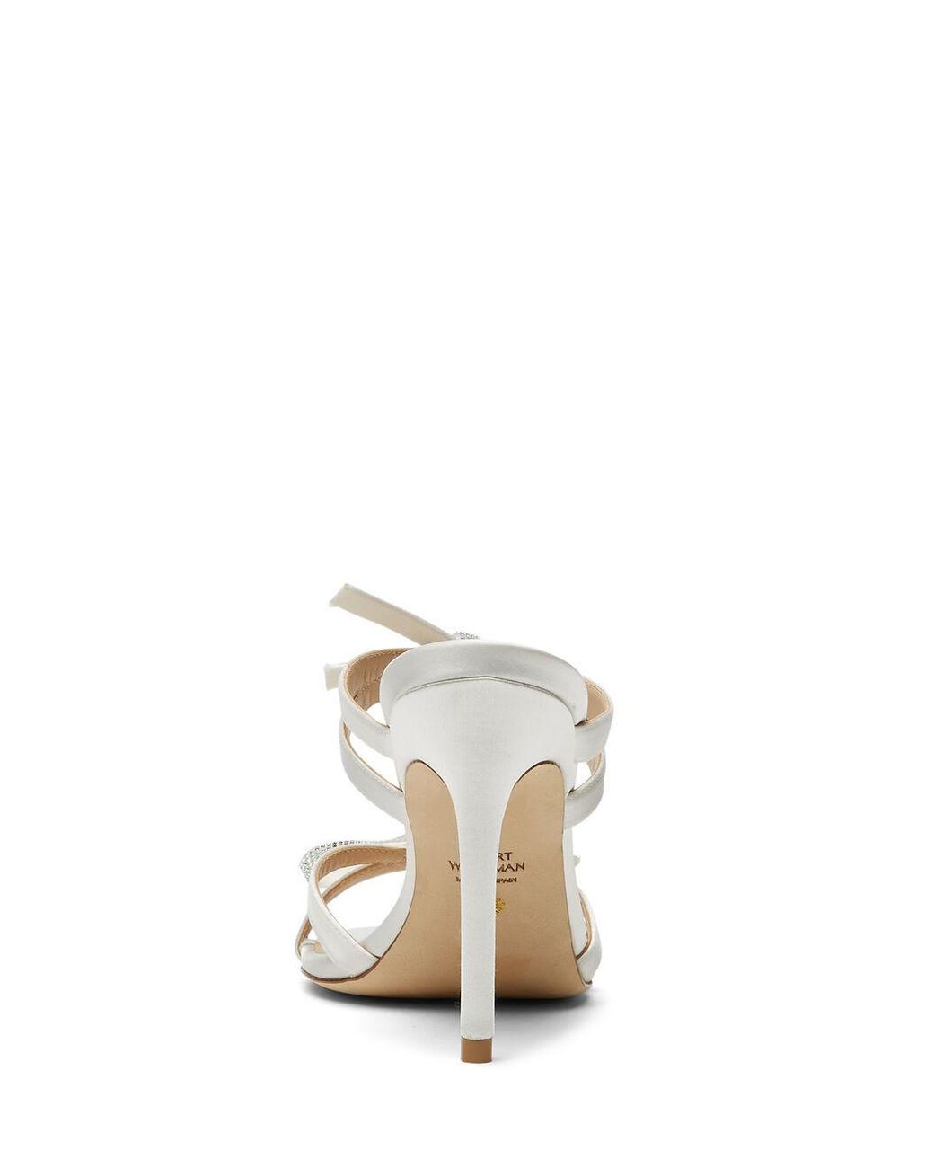 Stuart Weitzman White 110Mm Sw Bow Crystal Embellished Sandals