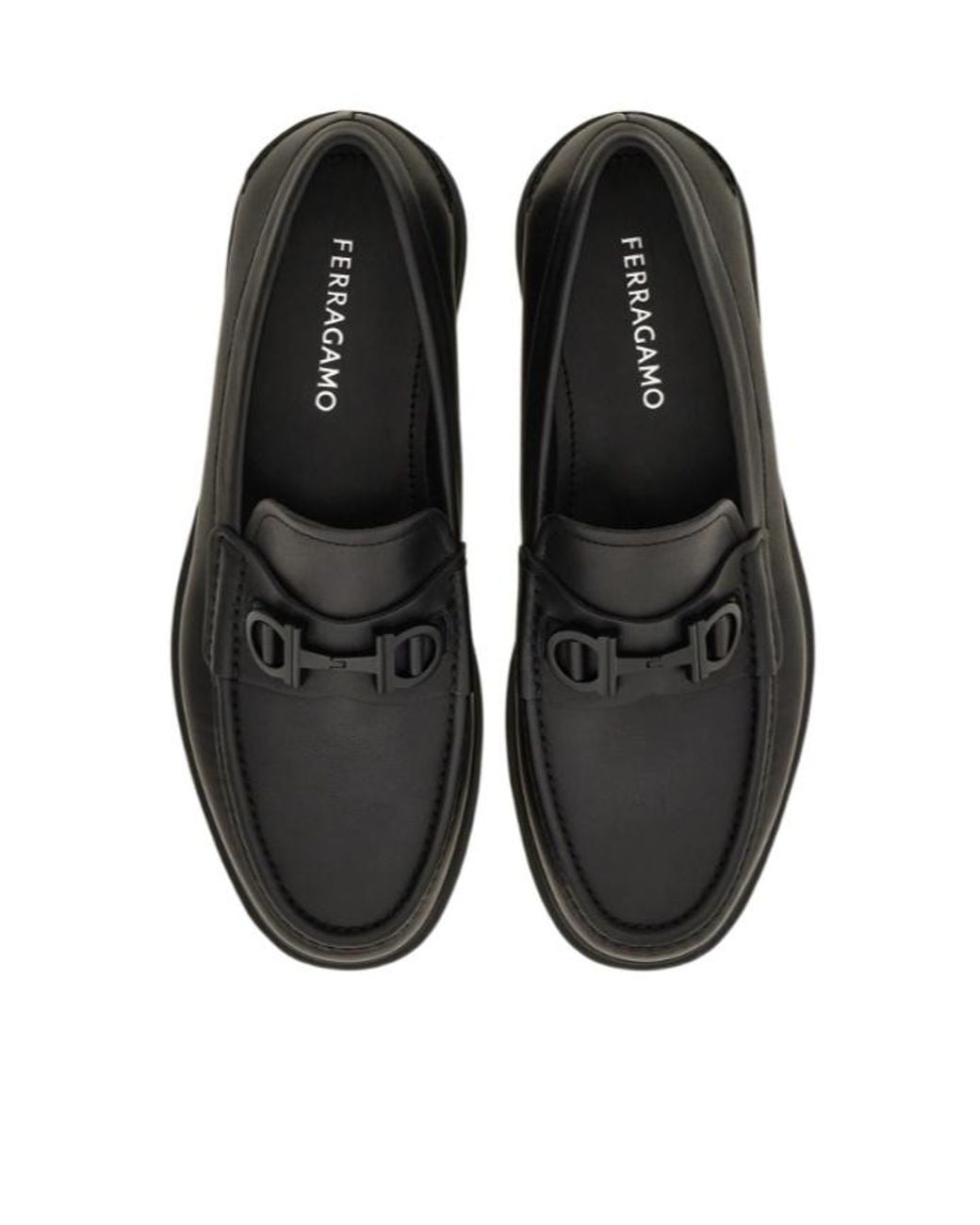 Ferragamo Black Loafer With Gancini Buckle for men