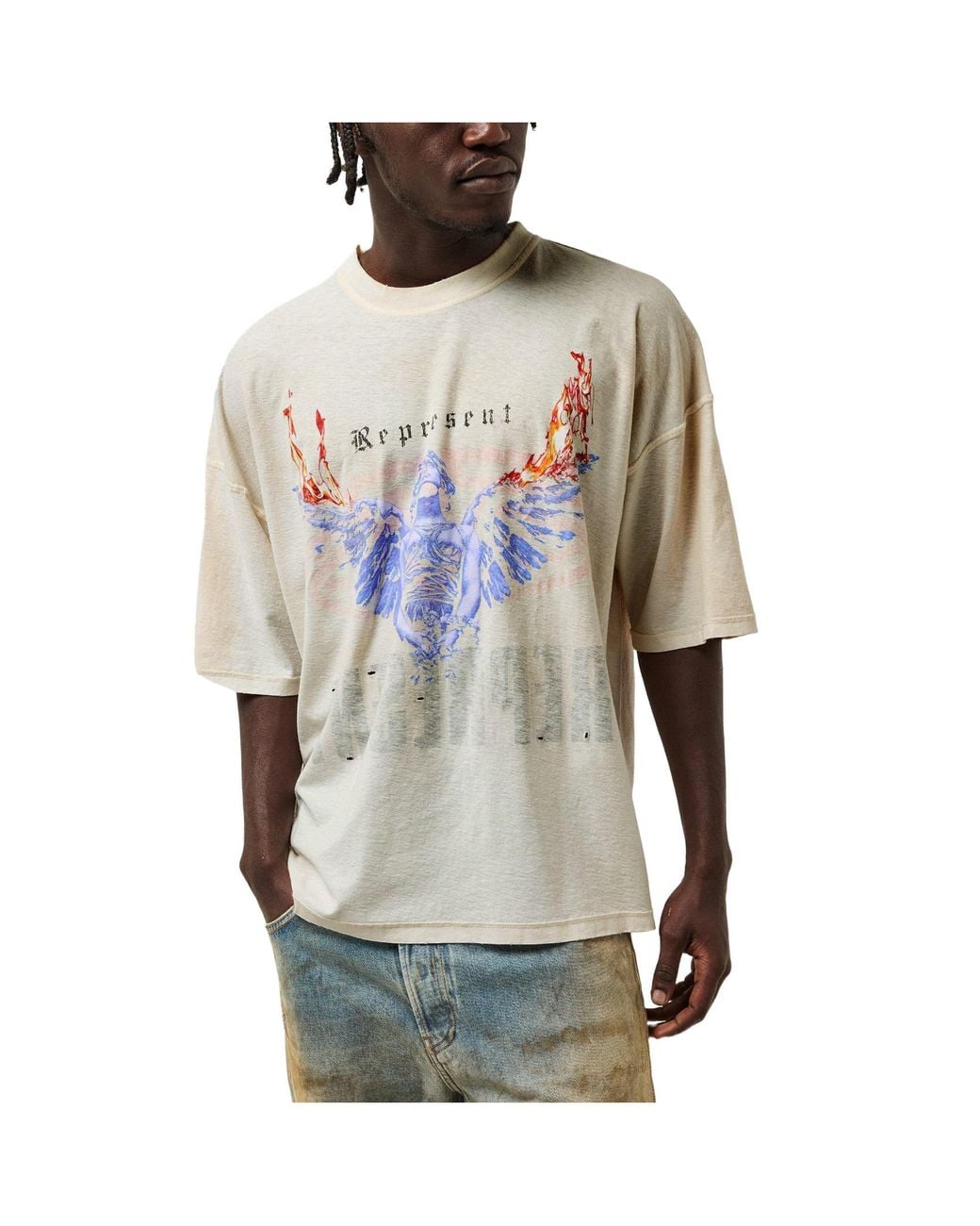 Represent White Oversized T-Shirt for men