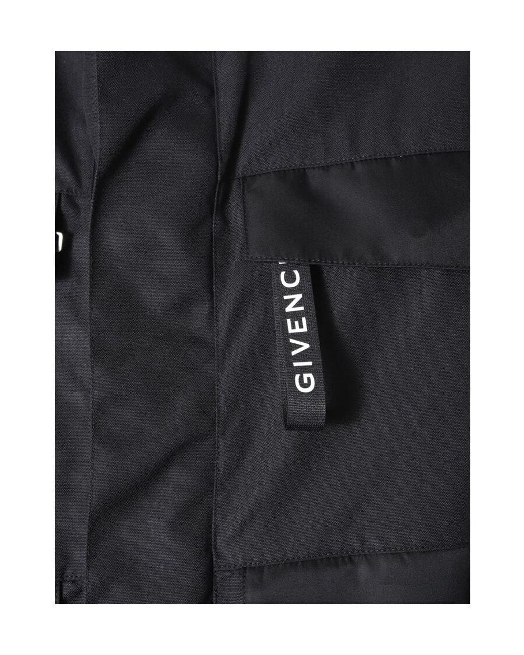 Givenchy Black Hooded Logo Windbreaker for men