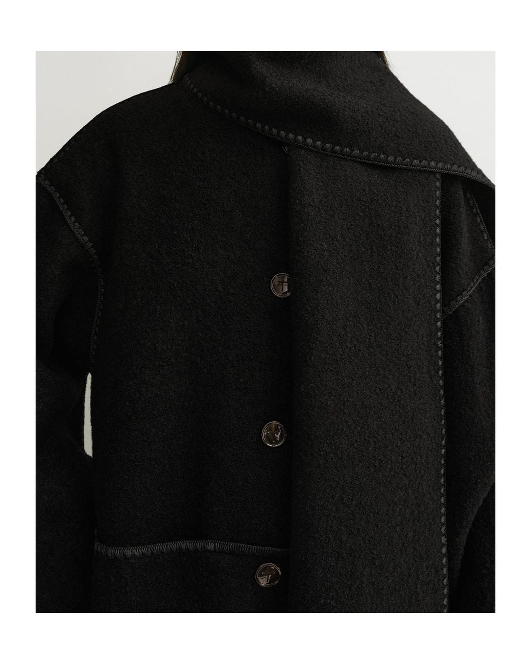 Totême Black Long Coat Wool Scarf