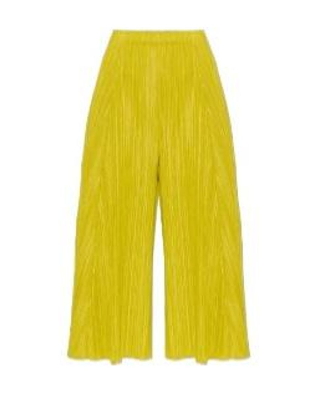 Pleats Please Issey Miyake Yellow Pleats Please Issey Miyake Wide-Leg Pleated Pants