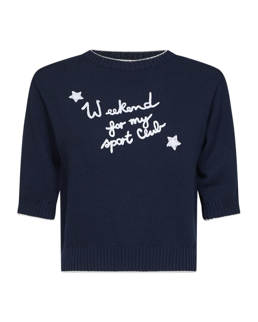 Weekend by Maxmara Blue Wkdfiacre Logo Intarsia Knitted Top