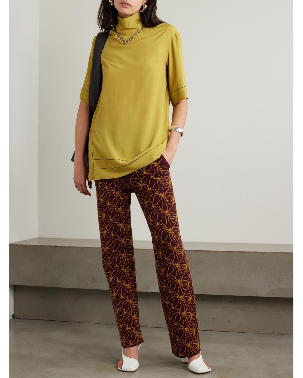 Dries Van Noten Yellow Crepe De Chine T-Shirt