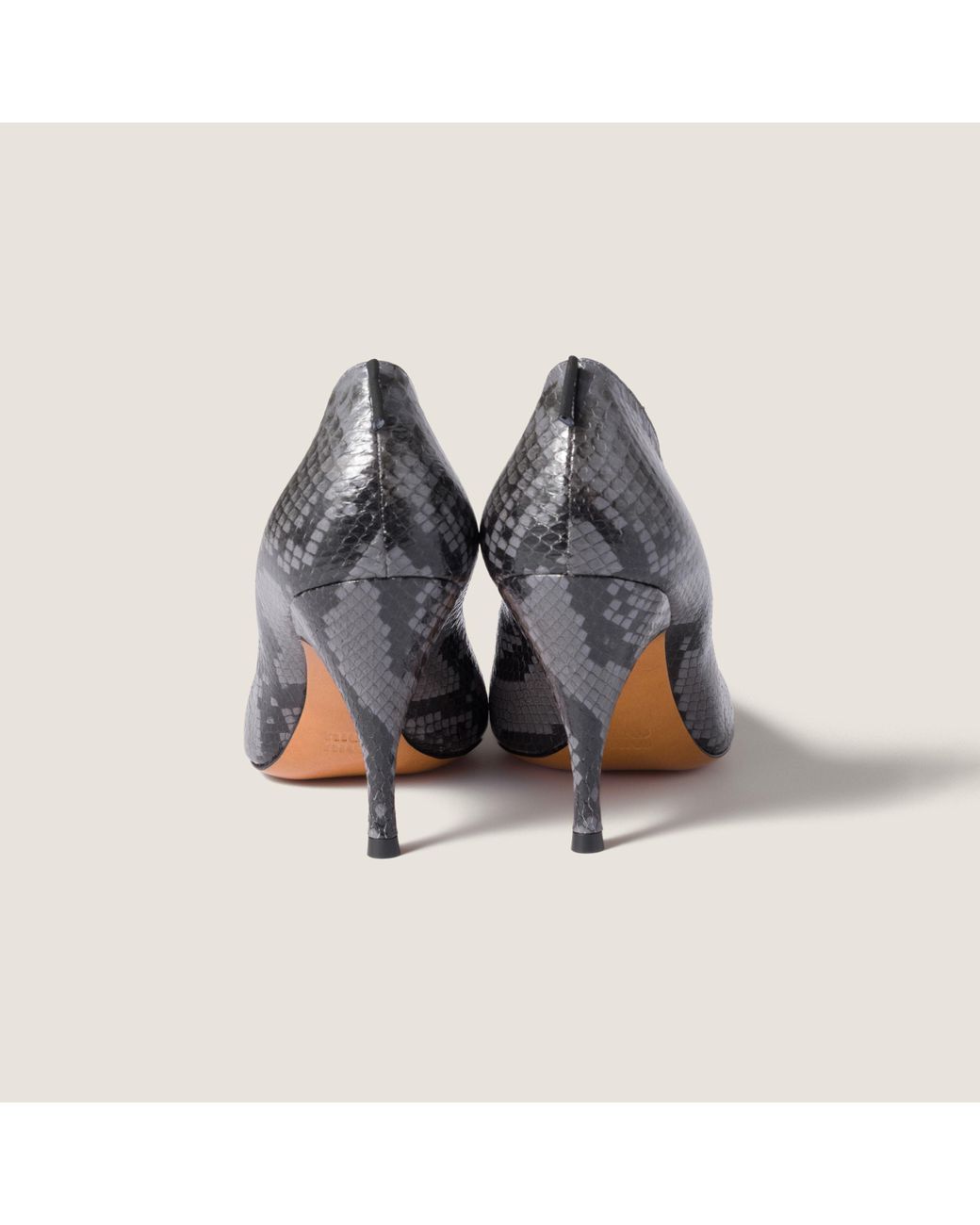 Miu Miu Gray Python-Print Ayers Leather Pumps