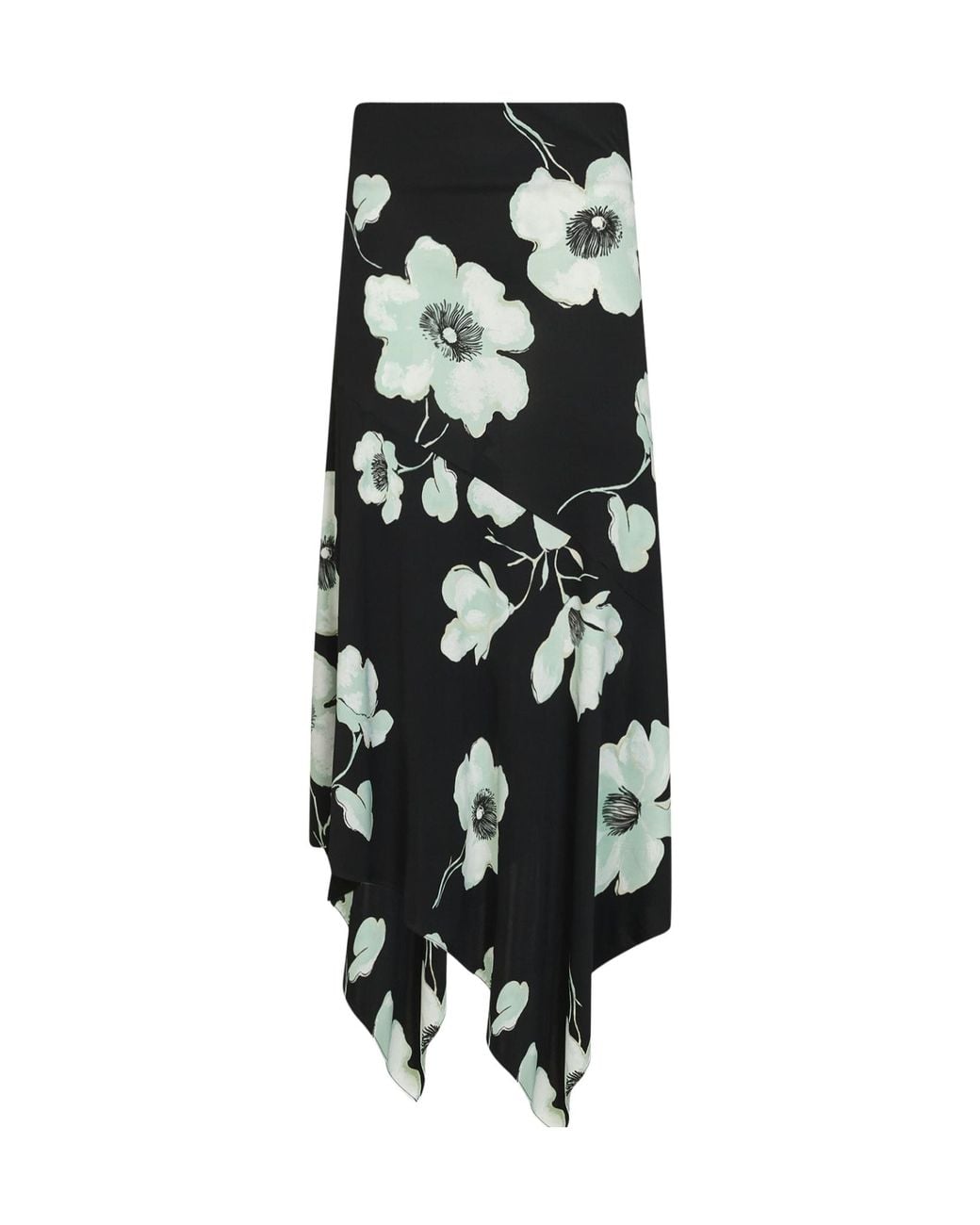 Alaïa Black Midi Skirt Asymmetric/Aqua