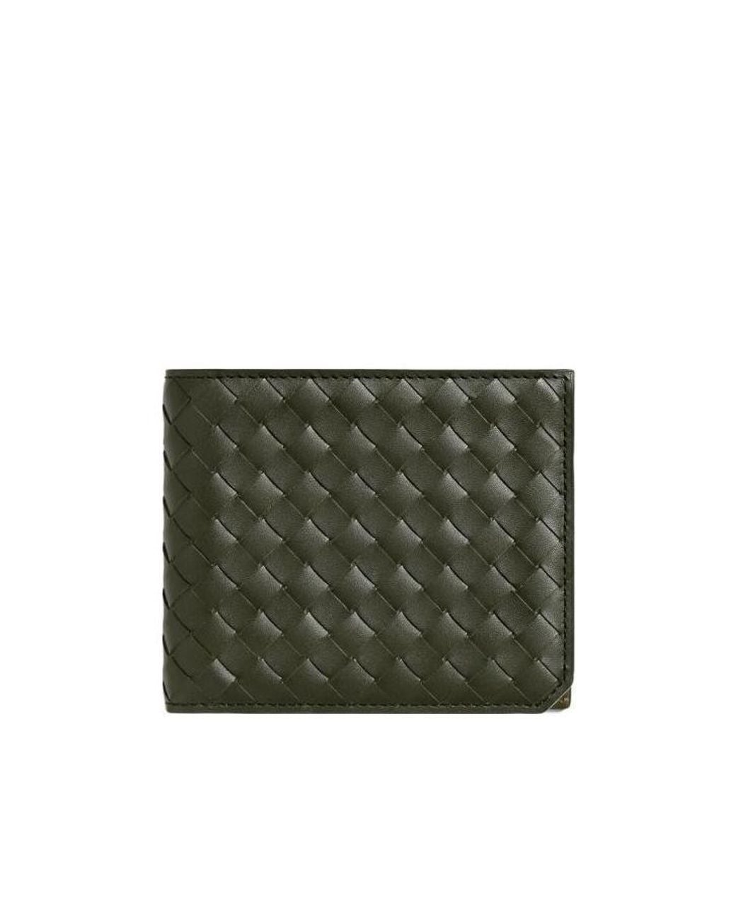 Bottega Veneta Green Intrecciato Piccolo Bi-Fold Wallet for men