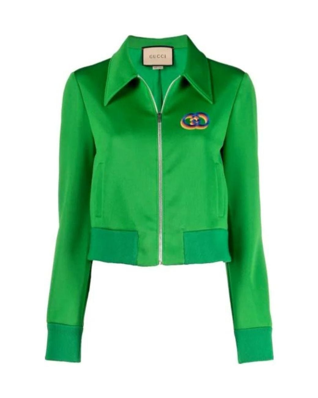 Gucci Green Tiger Embroidery Technical Jersey Jacket