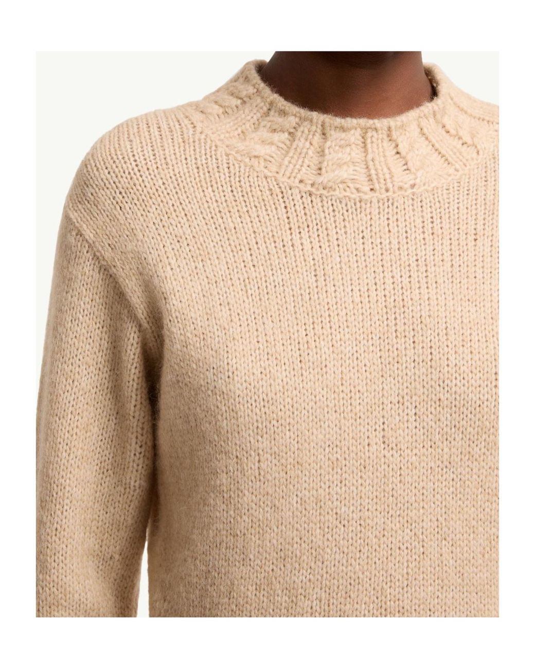 Moncler Natural Ribbed Mock-Neck Knitted Sweater