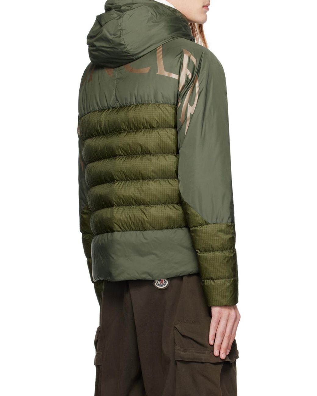 Moncler Green Panelled Zip-Up Puffer Jacket for men