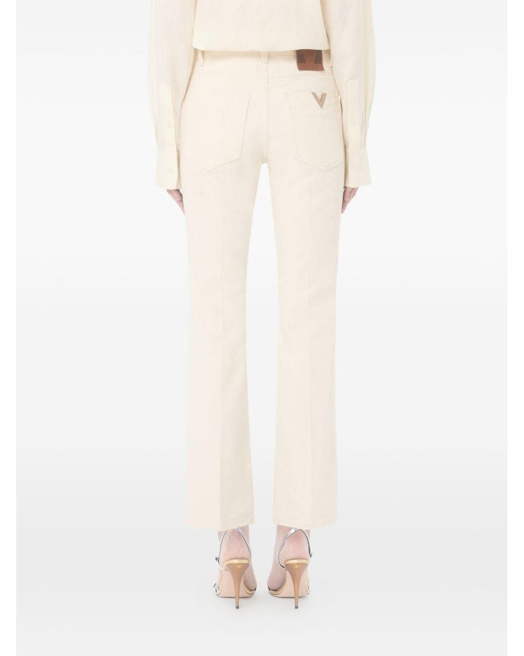 Valentino White High-Waist Flared Jeans