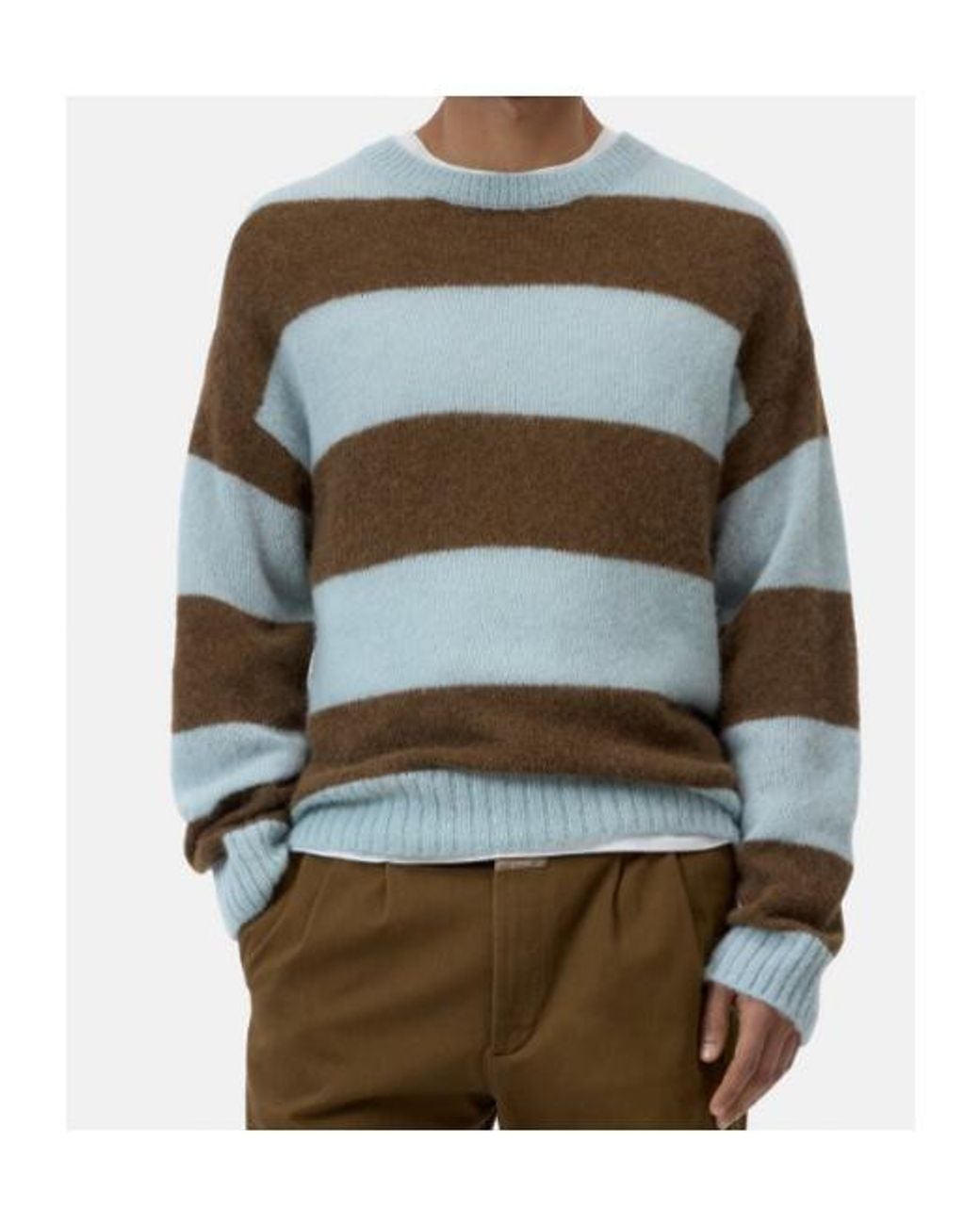 Closed Multicolor Soft Striped Knitted Sweater for men