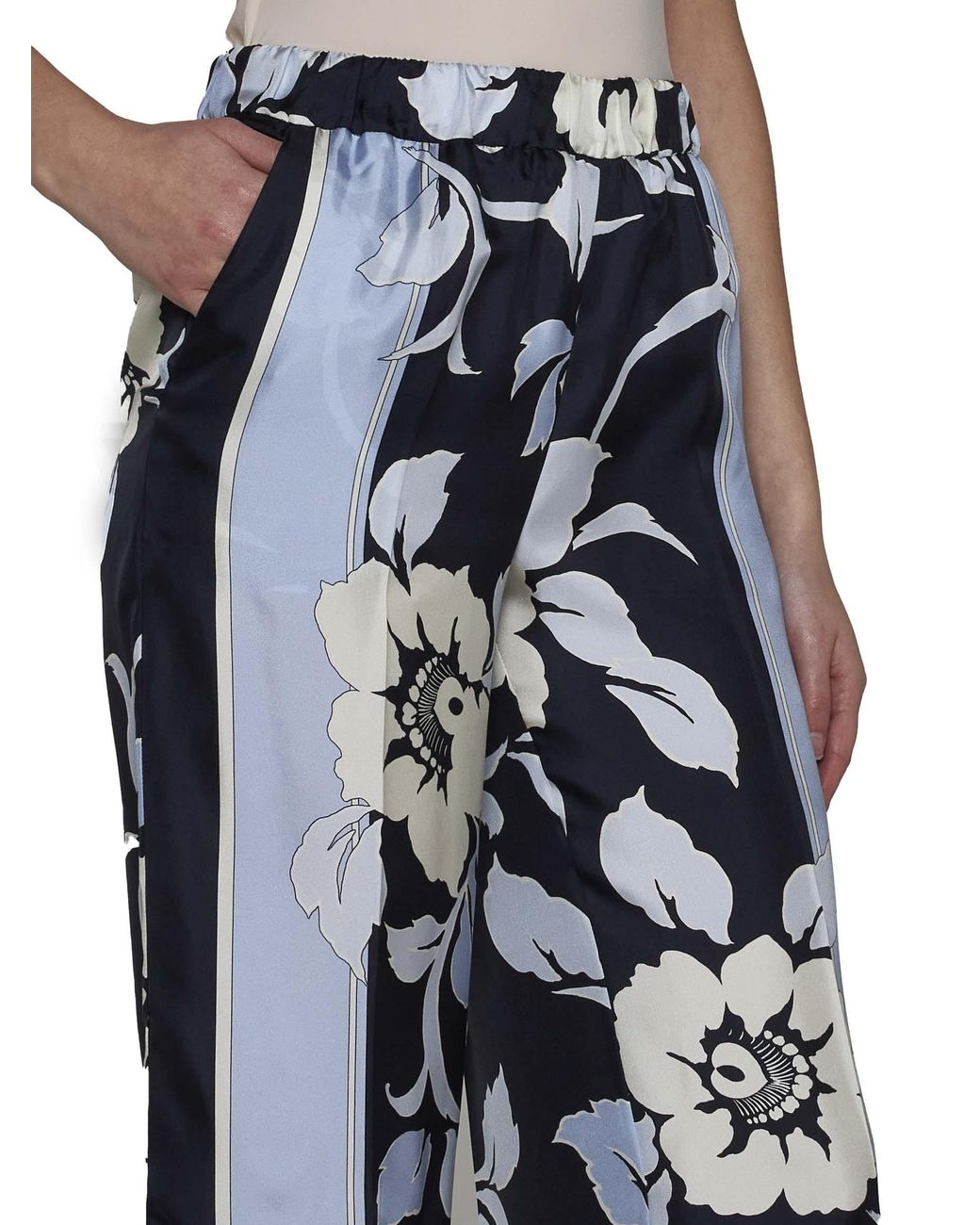 P.A.R.O.S.H. Blue Wide-Leg Silk Trousers
