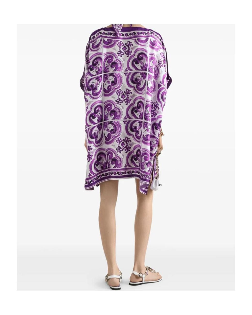 Dolce & Gabbana Purple Graphic Printed Flared Hem Mini Dress