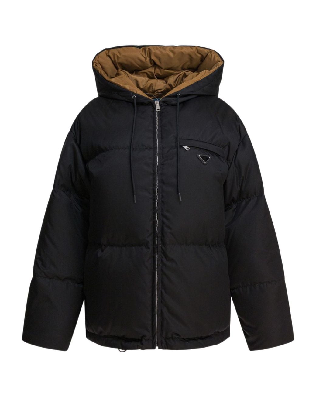 Prada Blue Zip-Up Hooded Puffer Jacket