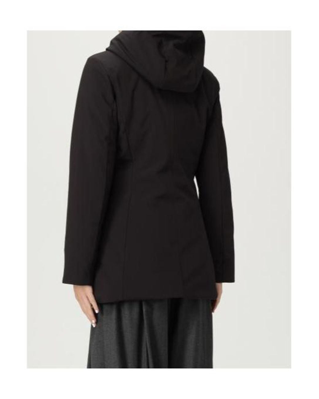 Woolrich Black Zip-Up Hooded Coat