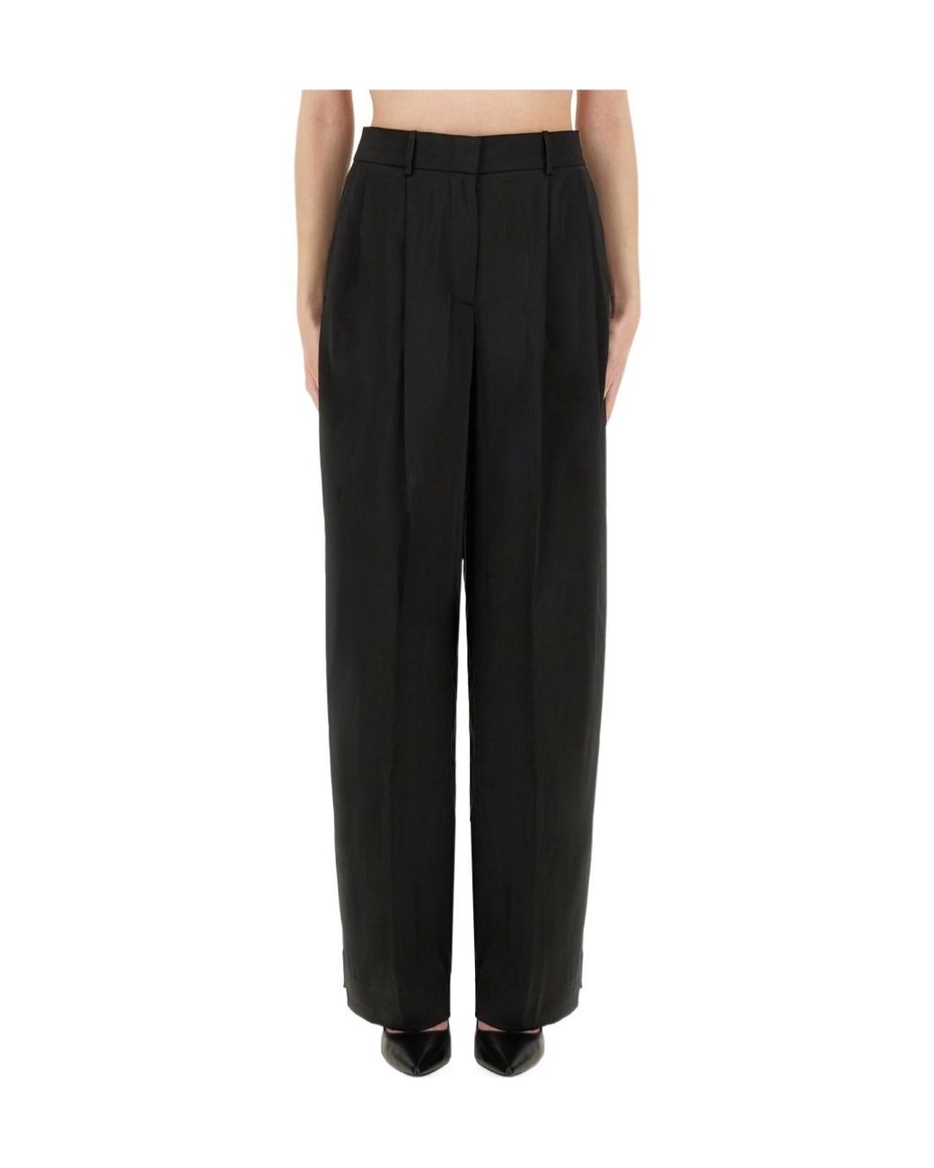 MICHAEL Michael Kors Black Drapey Satin Wide Leg Pants