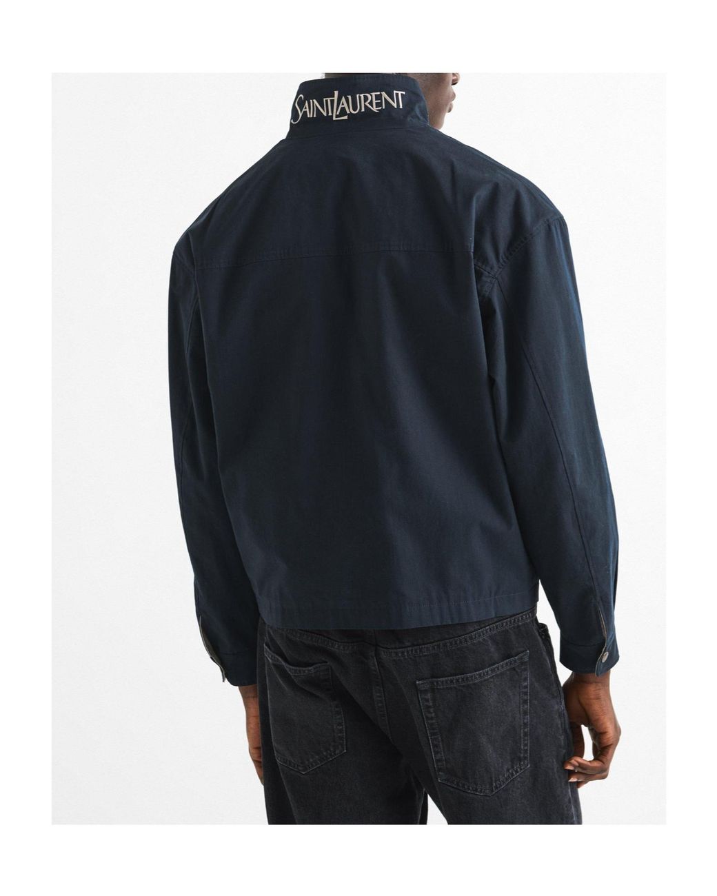 Saint Laurent Blue Simple Collar Jacket for men