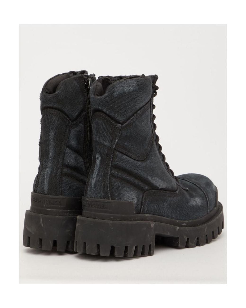 Balenciaga Black Worn-Out Effect Combat Boots for men