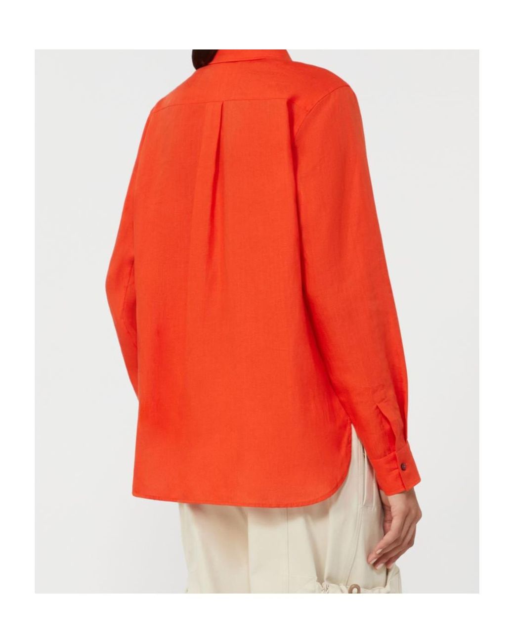 Max Mara Orange Falasco Collared Long-Sleeved Shirt