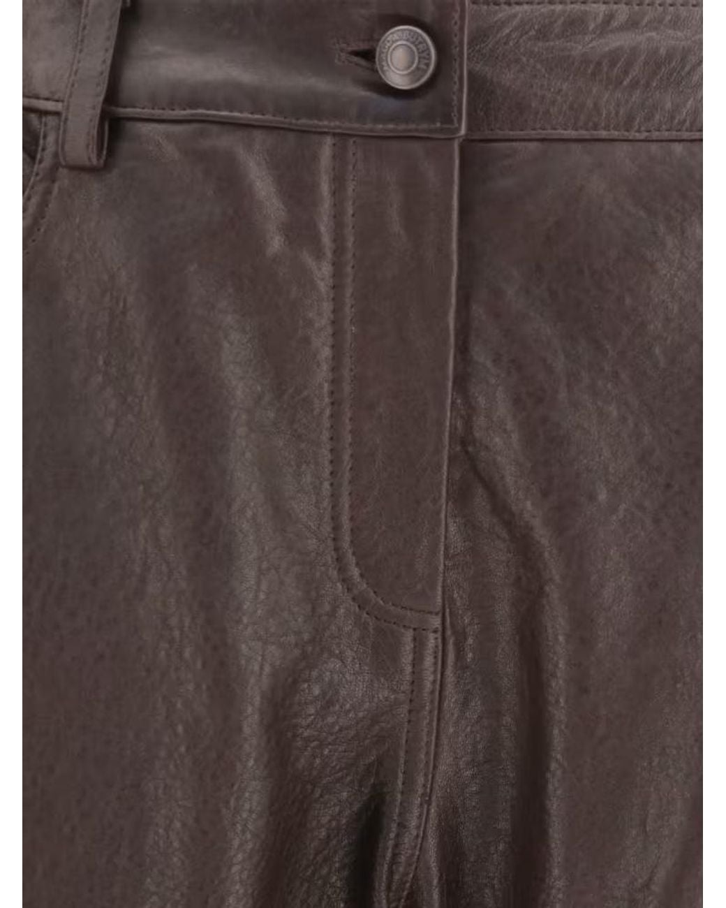 Magda Butrym Brown Leather Straight-Leg Pants