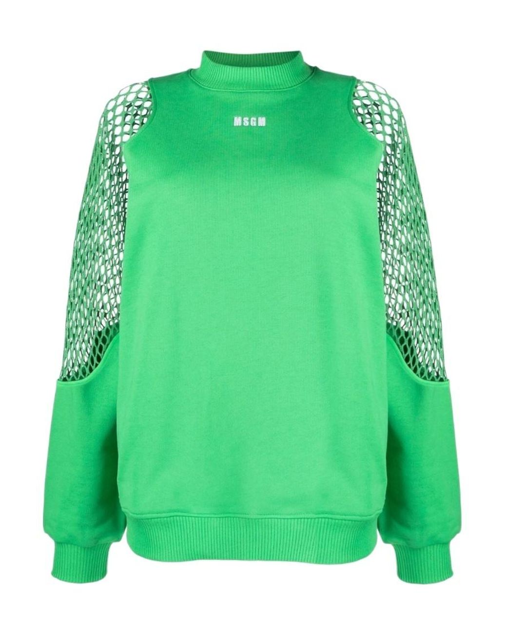 MSGM Green Logo Embroidered Crewneck Sweatshirt