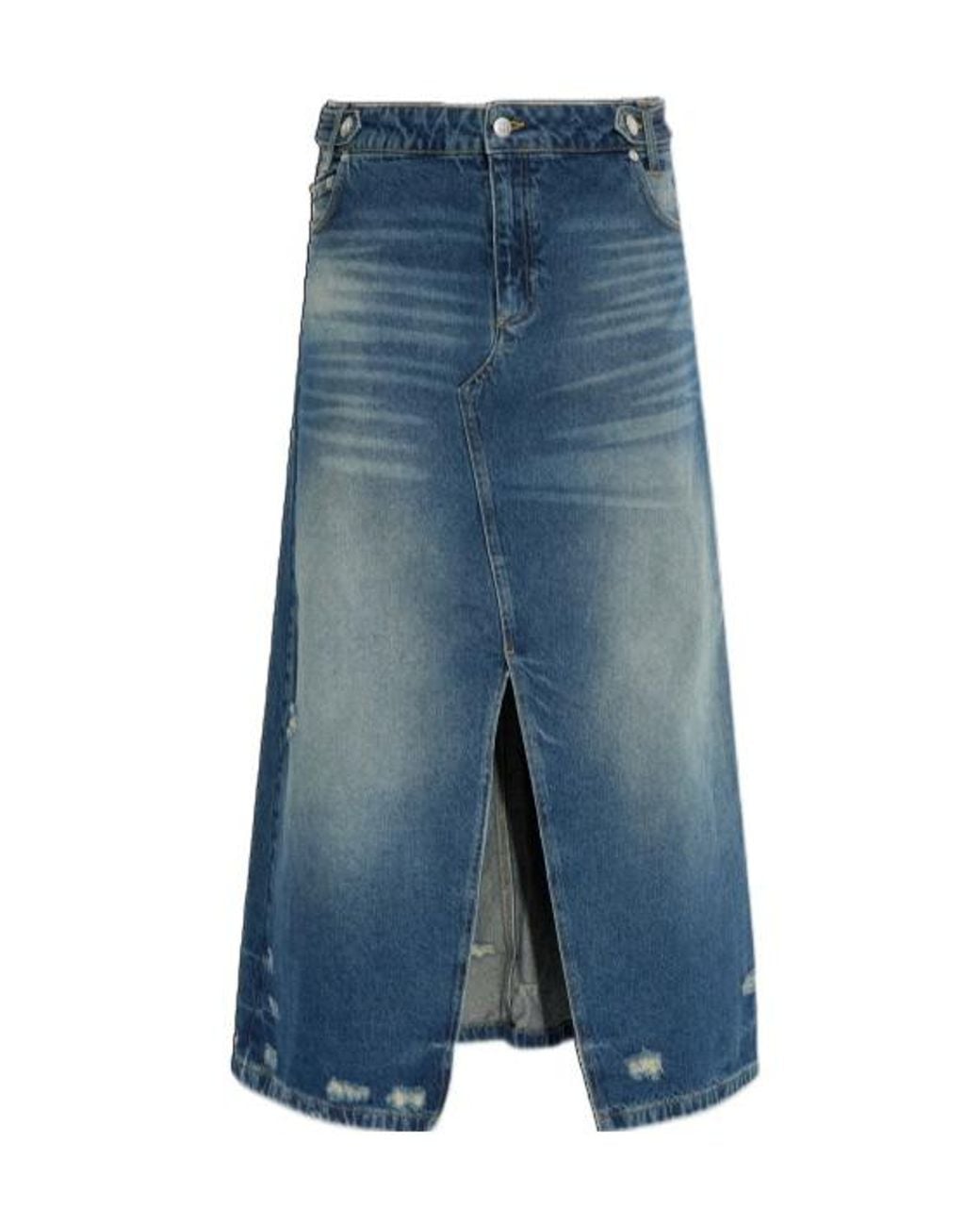 M I S B H V Blue Slit Detailed Denim Skirt