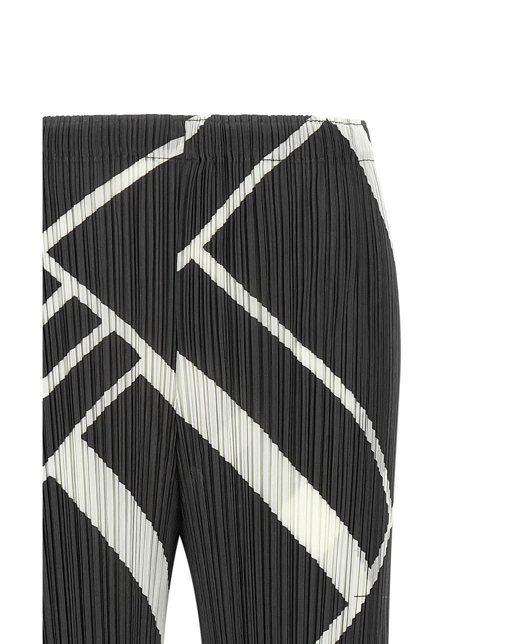Pleats Please Issey Miyake Gray Fold Line Pleated Pants