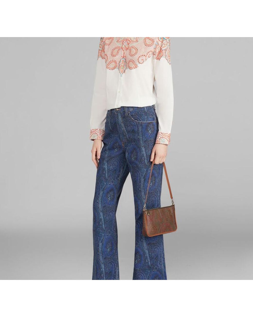 Etro Brown Small Paisley Shoulder Bag