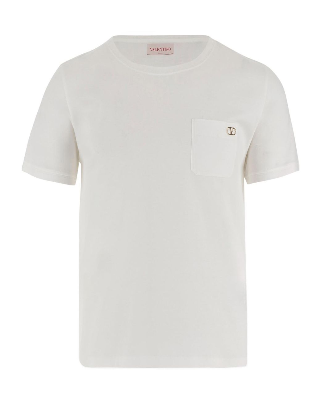 Valentino White Logo Plaque Crewneck T-Shirt for men