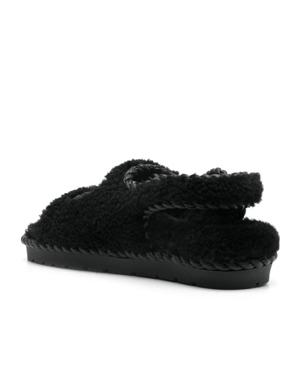 Bottega Veneta Black Round-Headed Flat Sandals