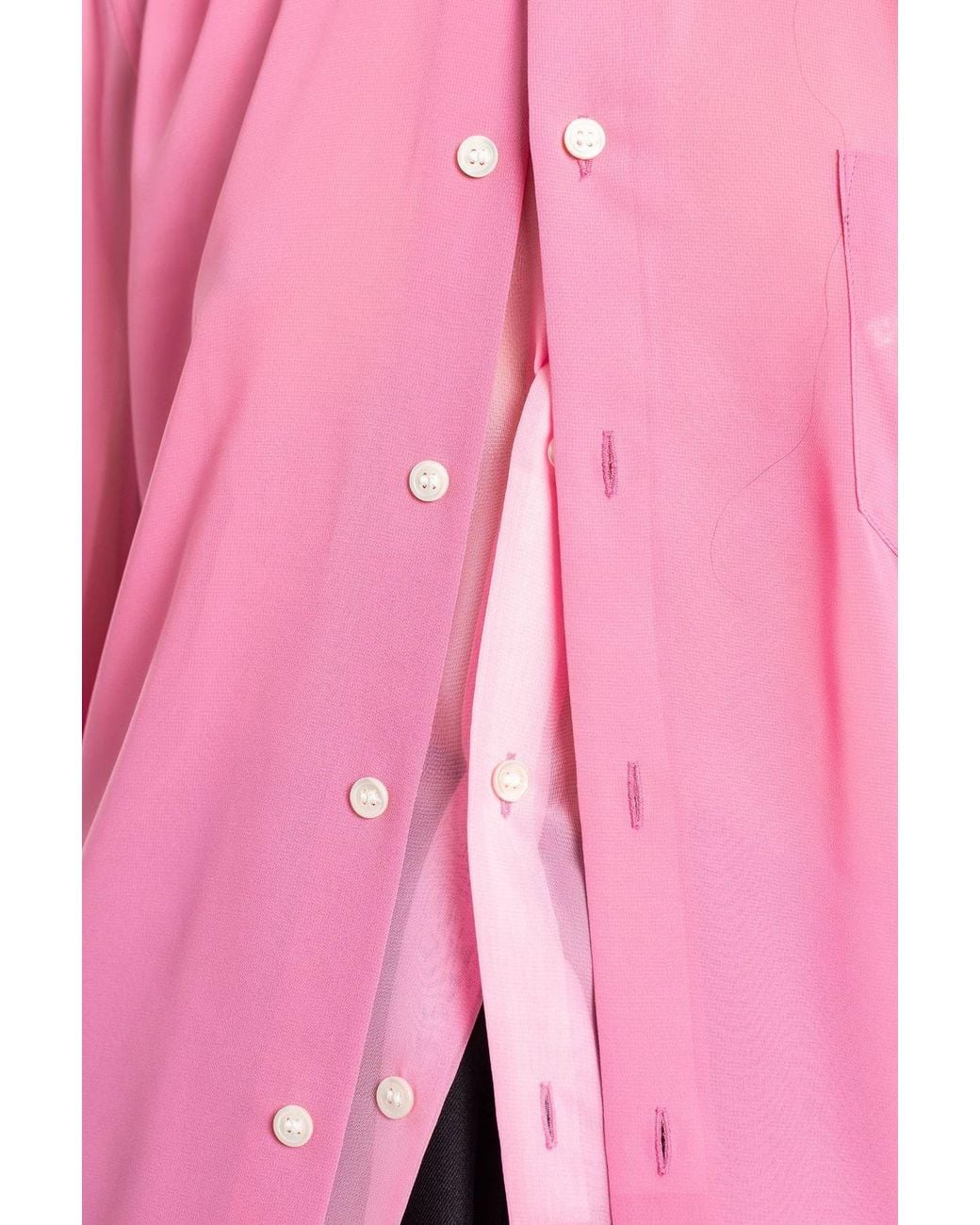 Comme des Garçons Pink Comme Des Garçons Long-Sleeved Layered Burttoned Shirt