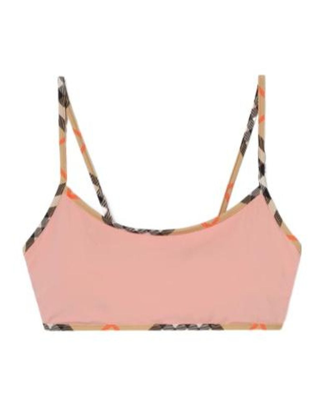 Burberry Pink Bikini Top With Checked Edges