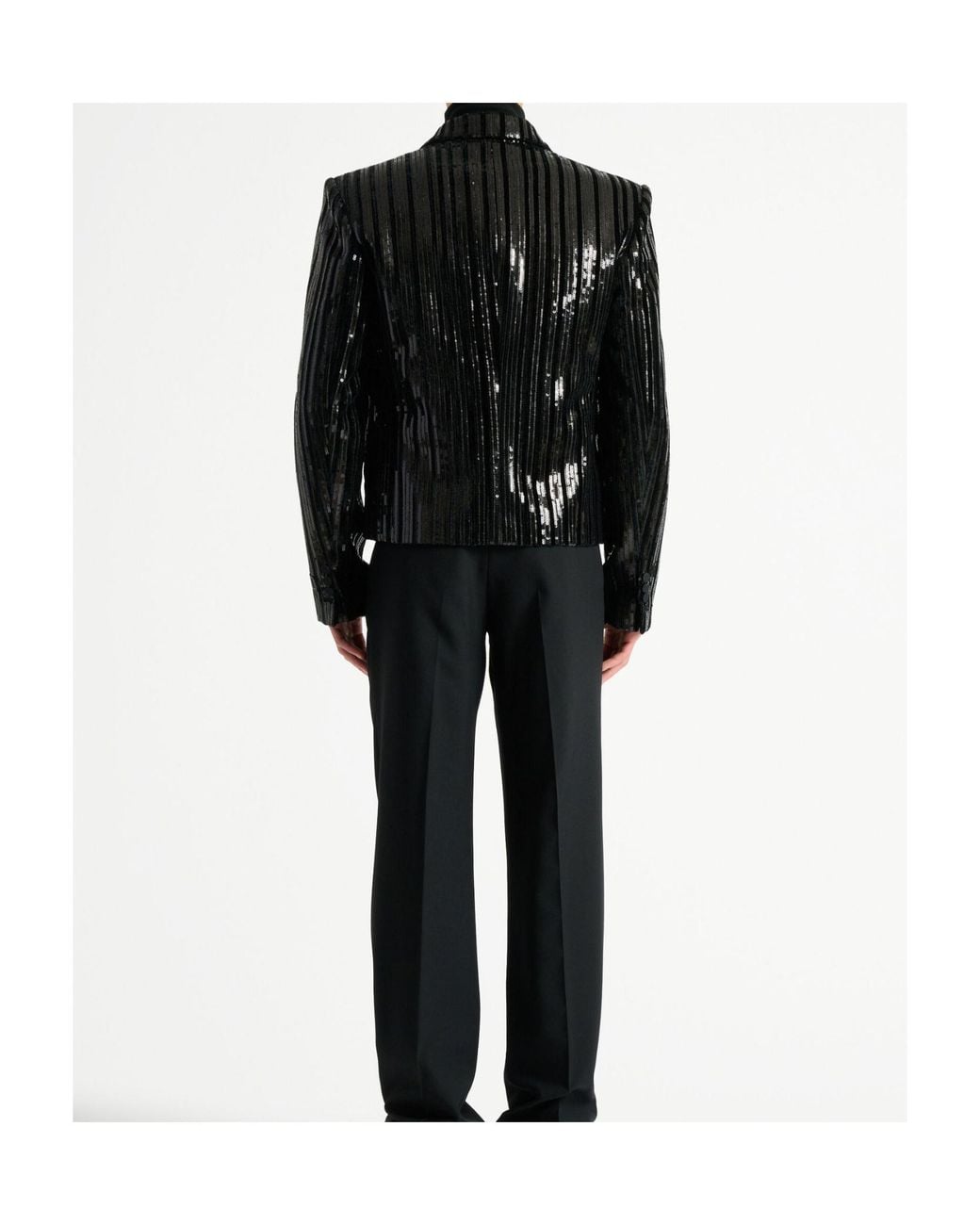 Balmain Black バルマン ストライプ スパンコール ブレザー for men