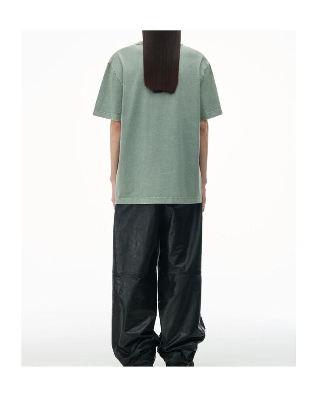 Alexander Wang Green Logo Embossed Crewneck T-Shirt