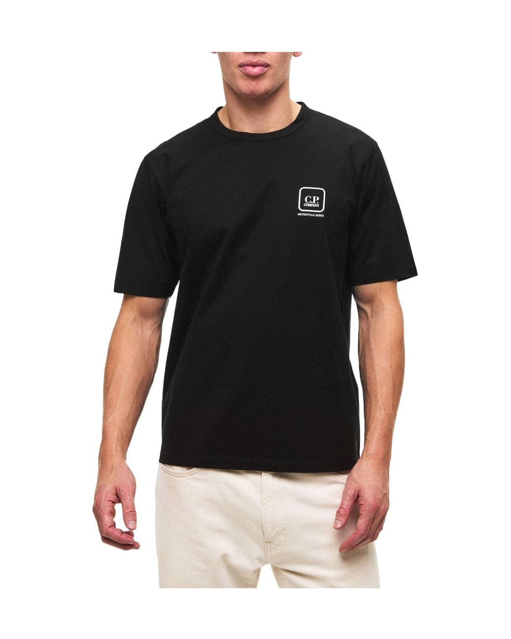 C P Company Black Stencil Large T-Shirt for men