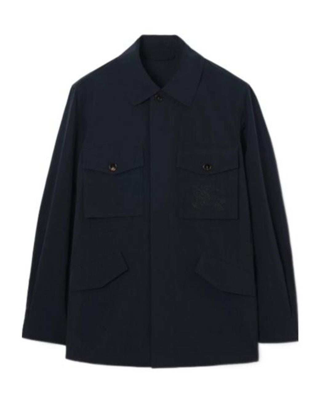 Burberry Blue Ekd Embroidered Long Sleeved Jacket for men