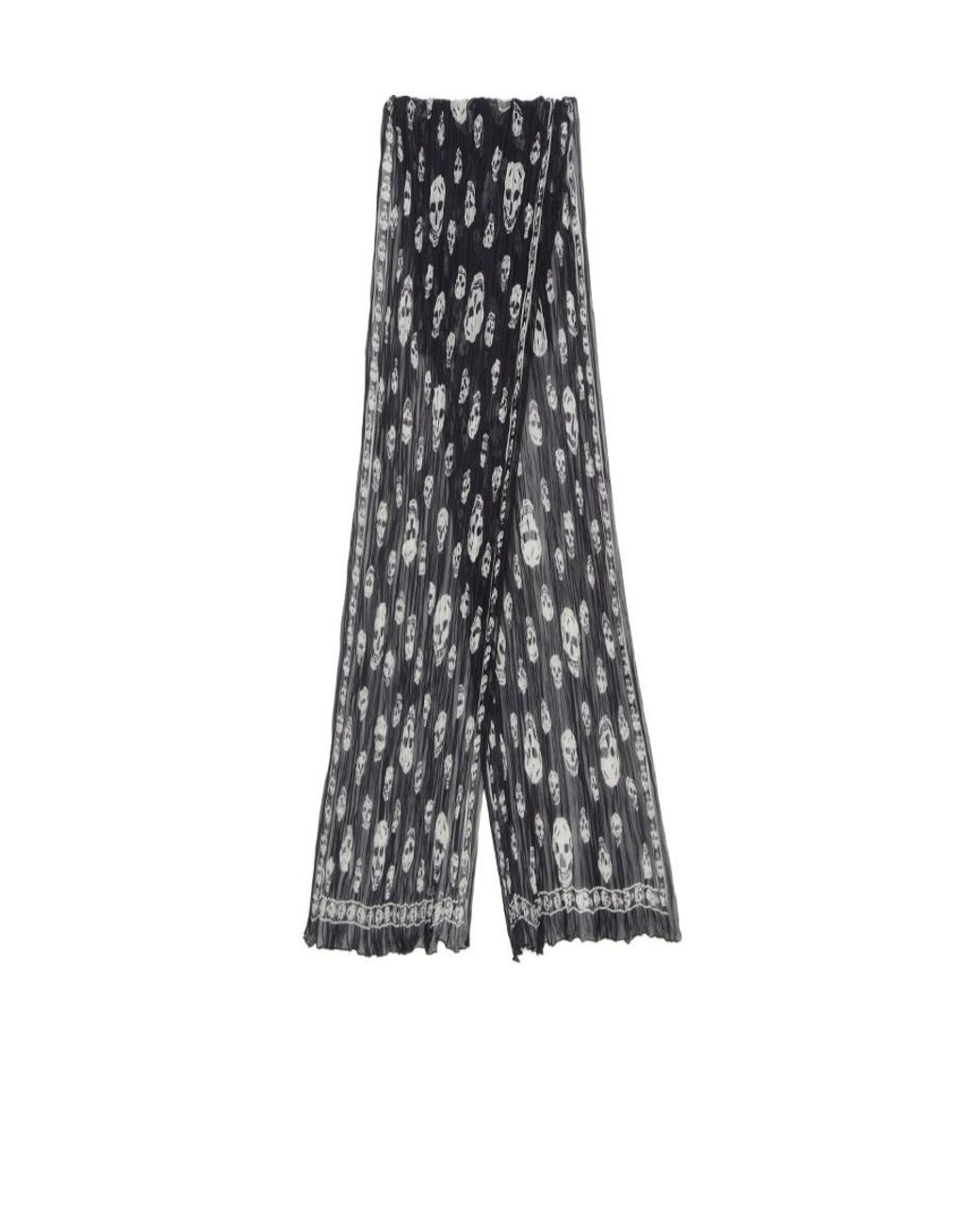 McQueen Blue Skull Print Scarf