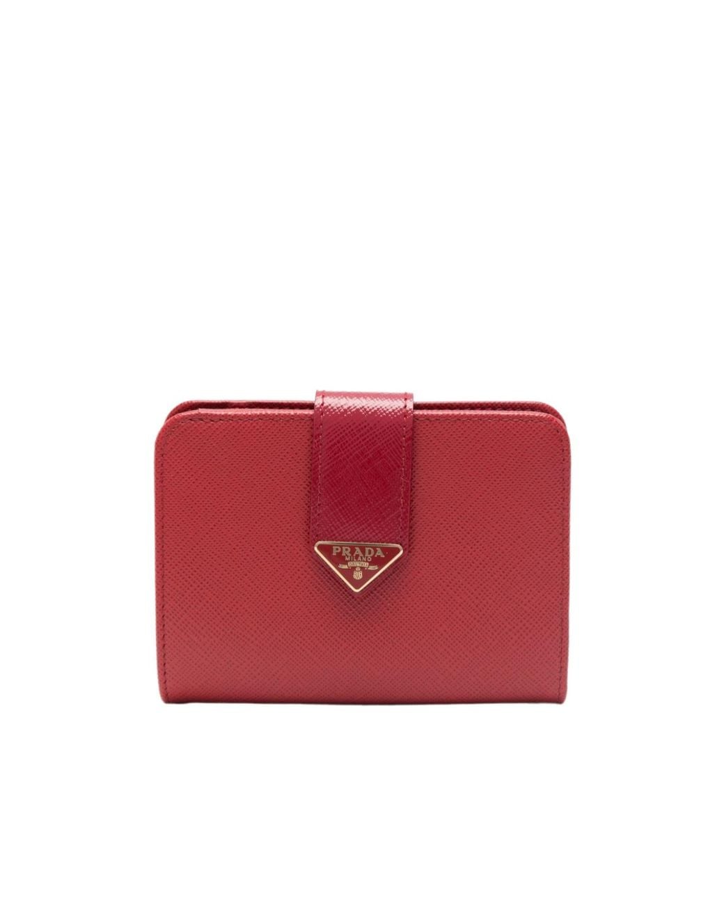 Prada Red Compact Zip-Around Wallet
